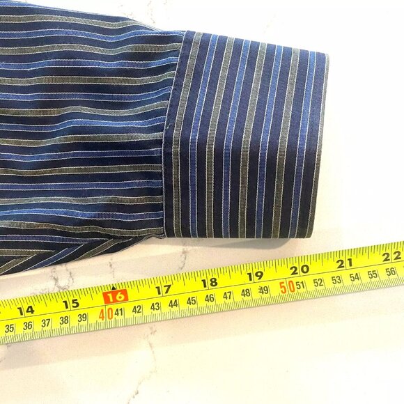Geoffrey Beene Shirt Mens XL 17-17-1/2 Striped Button Down Long Sleeve - Picture 8 of 9
